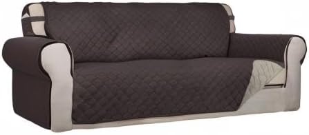 PureFit Reversible Quilted Sofa Cover Dog Couch Covers for Sofa, 66 in | Chocolate/Beige, Water Resistant Couch Protector, Washable Pet Couch Cover with Non Slip and Elastic Straps For Kids
