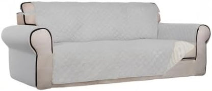 PureFit Reversible Quilted Sofa Cover, Water Resistant Slipcover Furniture Protector, Washable Couch Cover with Non Slip Foam and Elastic Straps for Kids, Pets (Sofa,Light Gray/Ivory) Large | Light Gray/Ivory, Water Resistant Couch Protector, Washable ...