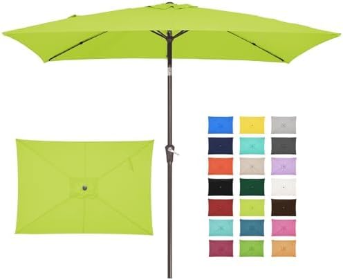 JEAREY 6.5x10 ft Rectangular Patio Umbrellas Outdoor Market Umbrella with Push Button Tilt and Crank, Soft Green