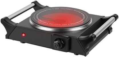 1000W Portable Single Burner Heating Stove Countertop RV Hotplate with 5 Temperature Stepless Adjustments Portable Handles