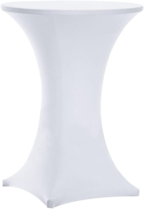Tina 2 Pack 24x43 Inch Highboy Spandex Cocktail Table Covers White, Cocktail table spandex covers, Fitted Stretch Cocktail Table Tablecloth for Round Tables (2PC 24X43 White)