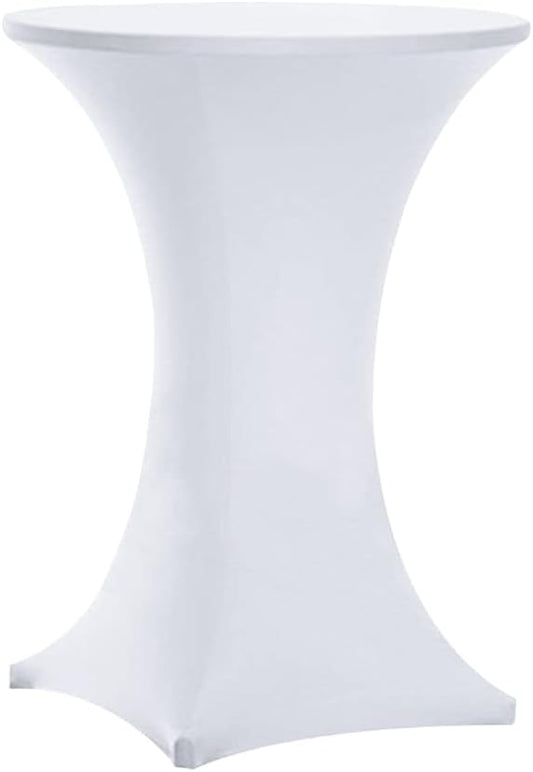 Tina 2 Pack 24x43 Inch Highboy Spandex Cocktail Table Covers White, Cocktail table spandex covers, Fitted Stretch Cocktail Table Tablecloth for Round Tables (2PC 24X43 White)