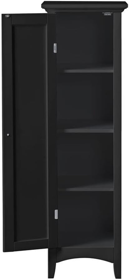 OS Home and Office Furniture 15" 1-Door Wood Kitchen Storage Pantry in Black