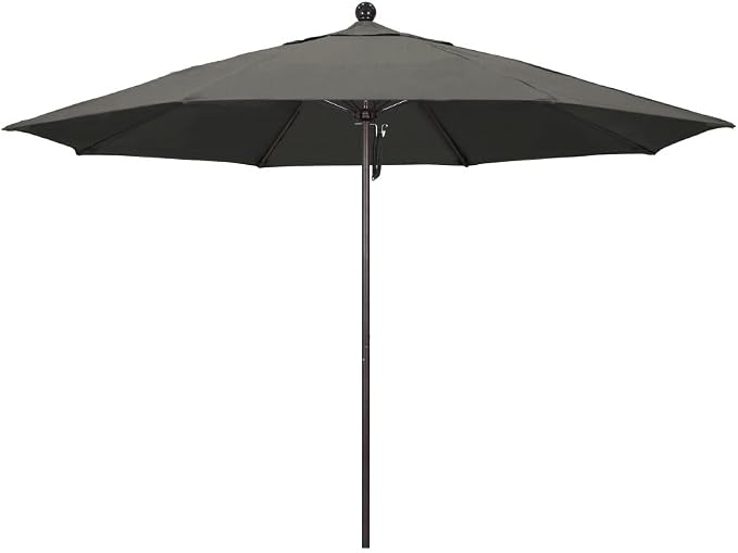 California Umbrella 11' Rd. Venture Series Contract Grade Patio Umbrella, Pulley Open, Bronze Finish, Sunbrella Charcoal