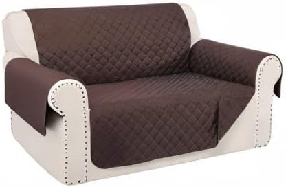 Reversible Loveseat Couch Sofa Covers, 2-Seater, Chocolate | Loveseat Covers for Dogs Water Repellent, Friendly Furniture Protector with Elastic Straps for Living Room