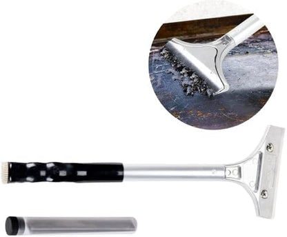 12" Multi-Purpose Grill Scraper with 5 Replaceable 4" Blades – Heavy-Duty Die-Cast Blade Holder, Scratch-Free Contoured Base, Storage Handle for Extra Blades (Scraper with 5 Blades)