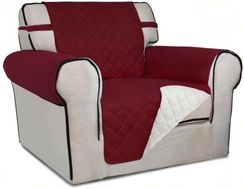 PureFit Reversible Chair Sofa Cover Dog Couch Covers for Sofa, 25.5 in | Red/Ivory, Water Resistant Couch Protector, Washable Pet Couch Cover with Non Slip and Elastic Straps For Kids