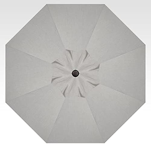 Treasure Garden 9’ Deluxe Auto-Tilt Market Umbrella | Sunbrella® Fade Resistant Fabric | Crank Tilt System | Large Octagon Canopy | Outdoor Patio, Deck, Pool, Backyard | Cast Silver | Black Frame