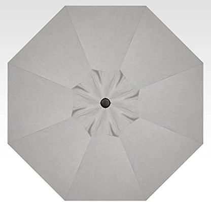 Treasure Garden 9’ Deluxe Auto-Tilt Market Umbrella | Sunbrella® Fade Resistant Fabric | Crank Tilt System | Large Octagon Canopy | Outdoor Patio, Deck, Pool, Backyard | Cast Silver | Black Frame