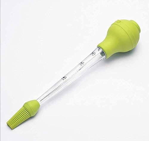 BBQ Turkey Baster With Measurement Baster Syringe with Cleaning Brush and Marinade Needles for Marinating Beef, Pork, Fish (green)