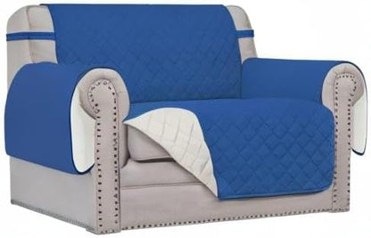 Easy-Going Reversible Couch Cover, Oversized Chair, Blue/Ivory | Machine Washable Slipcover For Dogs, Water Resistant Furniture Mat For Living Room, Non-Slip Sofa Cover, Pet Friendly