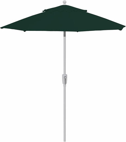 Treasure Garden 7.5ft Patio Umbrella – Outdoor Market Umbrella – Push Button Tilt – White Aluminum Frame (O’bravia, Forest Green)