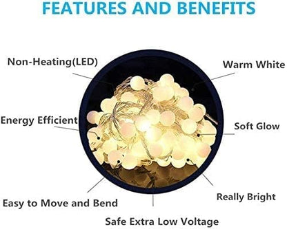 RaThun 65.6ft Warm White Globe String Lights, 150 LED with 16ft Extended Lead Wire & Remote, 8 Modes, IP44 Waterproof Plug in Linkable Lights for Outdoor Indoor Party Wedding