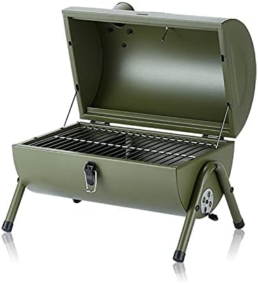 Portable Charcoal Barbecue Grill Outdoor BBQ Grill with Stainless Steel Grill Patio Camping Picnic Barbecue Stove Suitable for Car Picnic 3-5 People (Color : Green)