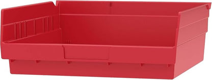 Akro-Mils 30170 Heavy Duty Plastic Shelf Bins, 12"x 11"x 4", Red, 12-Pk | Heavy Duty Nesting Storage Bins for Garage, Closet, Refrigerator, Kitchen, Cabinet, Drawer Organization, Pantry Organization