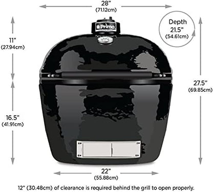 AMS Fireplace Primo Kamado Ceramic Cooker Grill Oval XL 400 With Stainless Steel Grates - charcoal outdoor grilling smocking roasting backing - PGCXLH, black, 28 Width, 21.5 Depth, 27-1/2 Hight