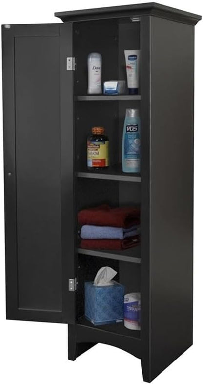 OS Home and Office Furniture 15" 1-Door Wood Kitchen Storage Pantry in Black