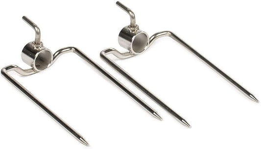 TITAN GREAT OUTDOORS Ash & Ember Pair Dual Prong BBQ Rotisserie Forks Fit 1" Round Rotisserie Spit Rod, Stainless Steel Tapered Prongs for Easy Insertion