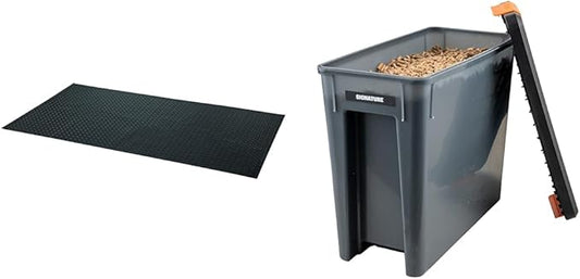 Cuisinart CGMT-300, 65” x 36, 65" x 36", Premium Deck and Patio Grill Mat, 65" x 35" & Traeger Pellet Grills BAC637 Stay Dry Pellet Bin, Wood Pellet Storage with Locking Lid, Black