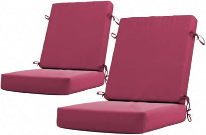 California Umbrella Outdoor Dining Chair, Set of 2 Patio Seat Cushions, 20 x 40 Inch, Premium Outdoor Memory Foam, Fade Resistant, Sunbrella Fabric, Fabric Ties, Hot Pink