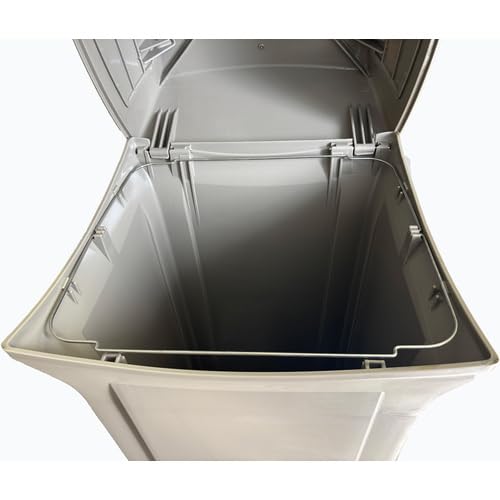 Rubbermaid Commercial Products Ranger Trash Can with 2 Door Lid, 45 GAL, Biege Plastic, Outdoor for Stadiums/Parks/Shopping Plazas