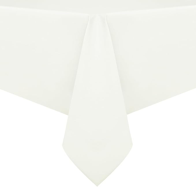 Romanstile 100% Waterproof PVC Tablecloth, Rectangle Oil Spill Proof Stain Resistant Vinyl Table Cloth, Wipe Clean Plastic Table Covers for Kitchen/Dining/Parties - 54 x 108 Inch, Ivory