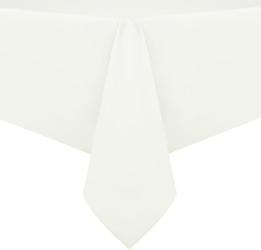Romanstile 100% Waterproof PVC Tablecloth, Rectangle Oil Spill Proof Stain Resistant Vinyl Table Cloth, Wipe Clean Plastic Table Covers for Kitchen/Dining/Parties - 54 x 108 Inch, Ivory