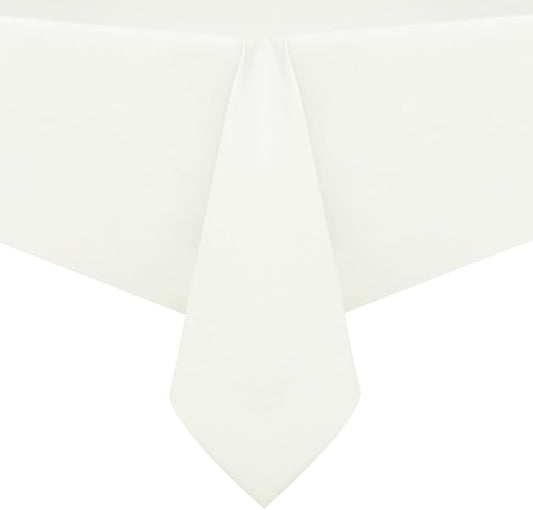 Romanstile 100% Waterproof PVC Tablecloth, Rectangle Oil Spill Proof Stain Resistant Vinyl Table Cloth, Wipe Clean Plastic Table Covers for Kitchen/Dining/Parties - 60 x 102 Inch, Ivory
