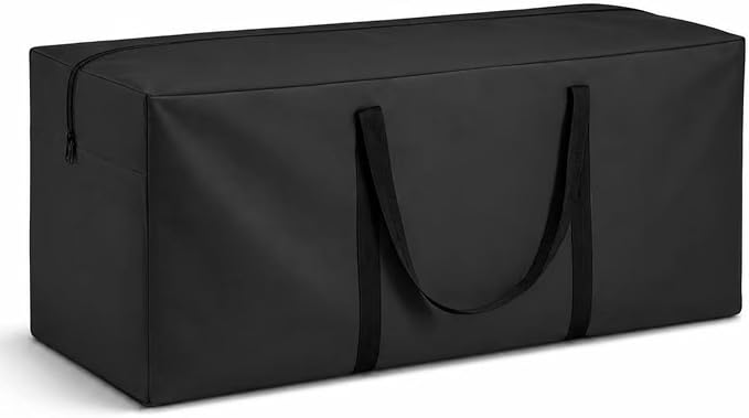 Cushion Storage Bag 420D Waterproof 68" Rectangular Outdoor Patio Cushion Storage Bags — Outdoor Cushion Storage Bag with Zipper and Handles Extra Large Storage Bags 68" L x 29" H x 20" W Black