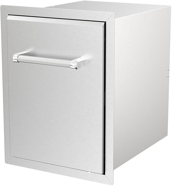 SPIRE Stainless Steel Built-in Roll-Out Trash Can, 10 Gallon Trash Bin, Perfect for Outdoor Island Kitchens, BBQs, Grilling & Cooking, 480-0002