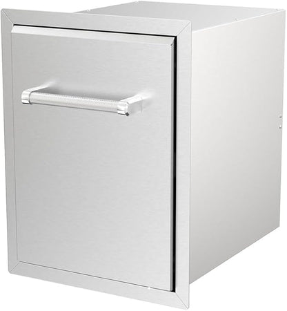 SPIRE Stainless Steel Built-in Roll-Out Trash Can, 10 Gallon Trash Bin, Perfect for Outdoor Island Kitchens, BBQs, Grilling & Cooking, 480-0002