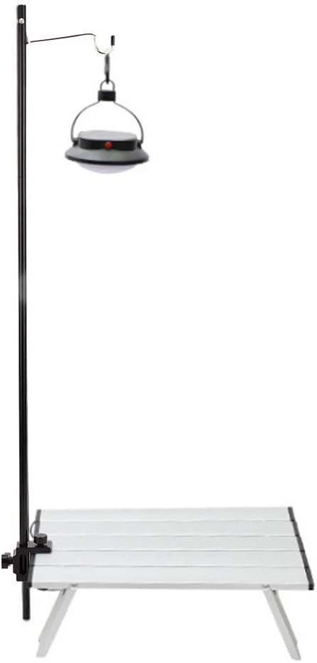 Black Portable Aluminum Alloy Folding Light Bracket Stand Outdoor Camping Table Lamp Pole Adjustable Height Lightweight 282g with Storage Bag
