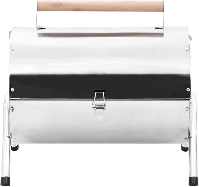Portable Tabletop Charcoal BBQ Grill Stainless Steel Double Grids, Outdoor Portable Charcoal Grill Smoker for Pizza, Vegetables, Meats, Bread (Style AA)