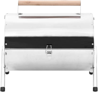 Portable Tabletop Charcoal BBQ Grill Stainless Steel Double Grids, Outdoor Portable Charcoal Grill Smoker for Pizza, Vegetables, Meats, Bread (Style AA)