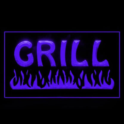 110032 Fire Grill Bar Restaurant BBQ Steakhouse Open Display LED Light Neon Sign (21.5" X 12", Purple)