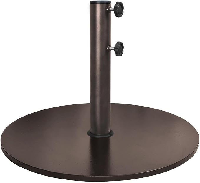 EliteShade USA Up to 140 lbs Heavy Duty Round Umbrella Base, Steel Plate Patio Umbrella Stand Holder for Outdoor Market Garden or Patio Table, Bonus 18" Weight Sandbag (Sand Not Included), Bronze