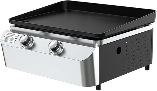 Nexgrill 2-Burner Propane Gas Tabletop Griddle, 19,000 BTUs, 323 SQ In, Stainless Steel Control Panel, Small Portable Propane Griddle for Outdoor Cooking, Camping, BBQs, and More - 820-0061