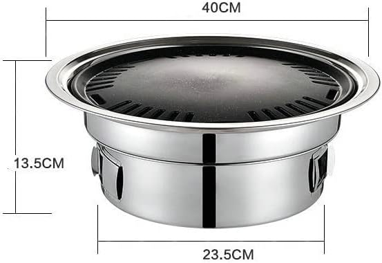 Camping Barbecue Grill Charcoal Barbecue Grill Stainless Steel Non-Stick Barbecue Tray Grills Portable Charcoal Stove Outdoor Camping Barbecue Charcoal Grill(40cm)