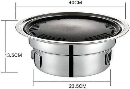 Camping Barbecue Grill Charcoal Barbecue Grill Stainless Steel Non-Stick Barbecue Tray Grills Portable Charcoal Stove Outdoor Camping Barbecue Charcoal Grill(40cm)