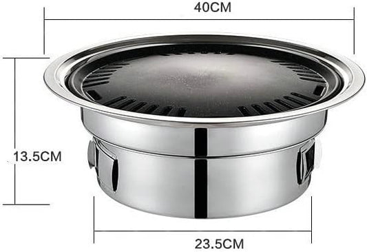 Camping Barbecue Grill Charcoal Barbecue Grill Stainless Steel Non-Stick Barbecue Tray Grills Portable Charcoal Stove Outdoor Camping Barbecue Charcoal Grill(40cm)