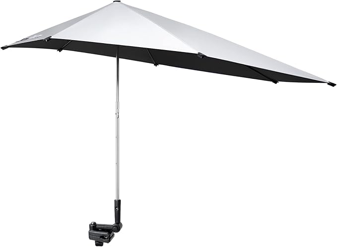 G4Free UPF 50+ Height Adjustable Beach Chair Umbrella with Universal Clamp | UV protection Chair Umbrella for Beach Chair, Golf Cart, Wheelchair, Stroller, Bleacher, Outdoor Patio, silver coating fabric