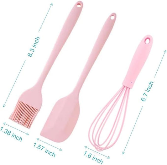 Premium Silicone Basting Brush Set of Two Heat Resistant Long Handle Pastry Brush for Grilling, Baking, BBQ and Cooking, Solid Core and Hygienic Solid Coating (Green) (3, pink)