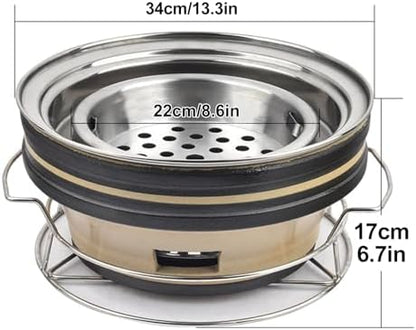 Portable Pottery Barbecue Stove, Clay Charcoal Stove, Multifunctional BBQ Grill Outdoor Charcoal Stove, Cooking Accessories for Outside BBQ Picnic Hiking Patio