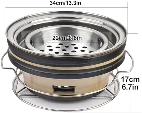 Portable Pottery Barbecue Stove, Clay Charcoal Stove, Multifunctional BBQ Grill Outdoor Charcoal Stove, Cooking Accessories for Outside BBQ Picnic Hiking Patio
