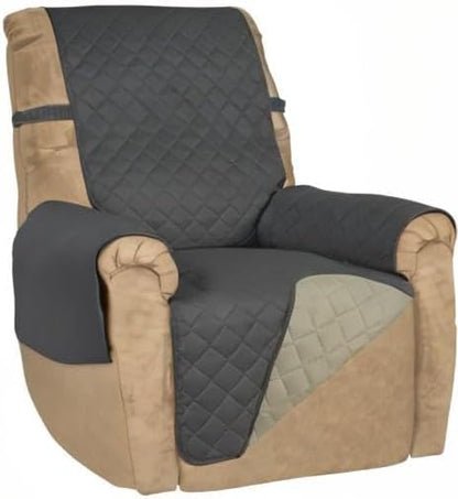 PureFit Reversible Recliner Chair Covers Couch Covers for Dogs, 19 in | Dark Gray/Beige, Water Resistant Couch Protector, Washable Pet Couch Cover with Non Slip and Elastic Straps For Kids