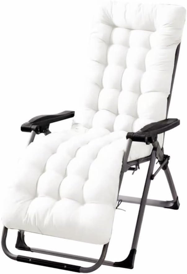 Patio Chaise Lounger Cushion， Rocking Chair Sofa Cushion with 6 Ties， Thick Padded Swing Bench Cushion， Zero Gravity Chair Cushion61x19x3in (Off-White)