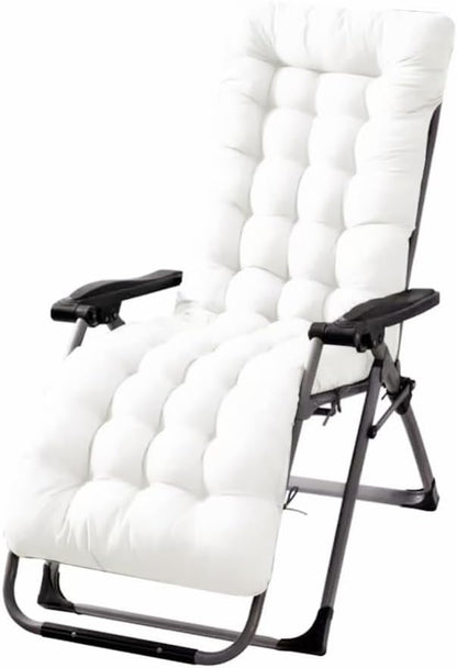 Patio Chaise Lounger Cushion， Rocking Chair Sofa Cushion with 6 Ties， Thick Padded Swing Bench Cushion， Zero Gravity Chair Cushion61x19x3in (Off-White)