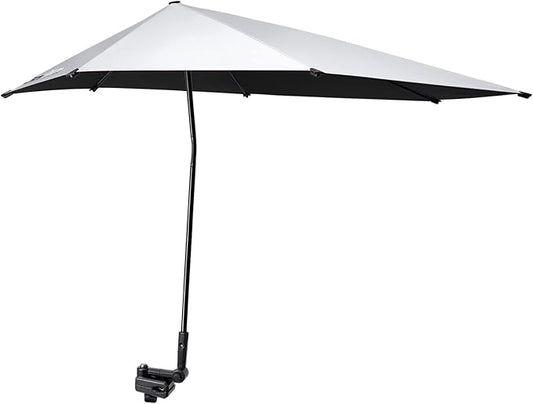 G4Free Beach Chair Umbrella with Universal Clamp UPF 50+ Golf Cart Umbrella | 46"x44" Large Canopy Sun Umbrella UV Protection, Adjustable Clamp for Beach Chair/Wheelchair/Stroller, 360° Flex Shaft, 7 Rib