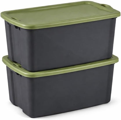 6-Pack 30 Gallon Plastic Storage Bins with Deep Recessed Lid, Stackable Heavy-Duty Storage Containers with Full Grip Handles for Camping Gear, Sports Equipment, Tools, Blankets & Sleeping Bags