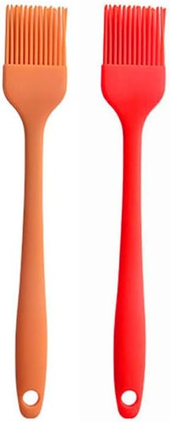 Silicone brush, Oil Brush for BBQ Kitchen Cooking Baking and Grilling (2 PCS,orange&red)